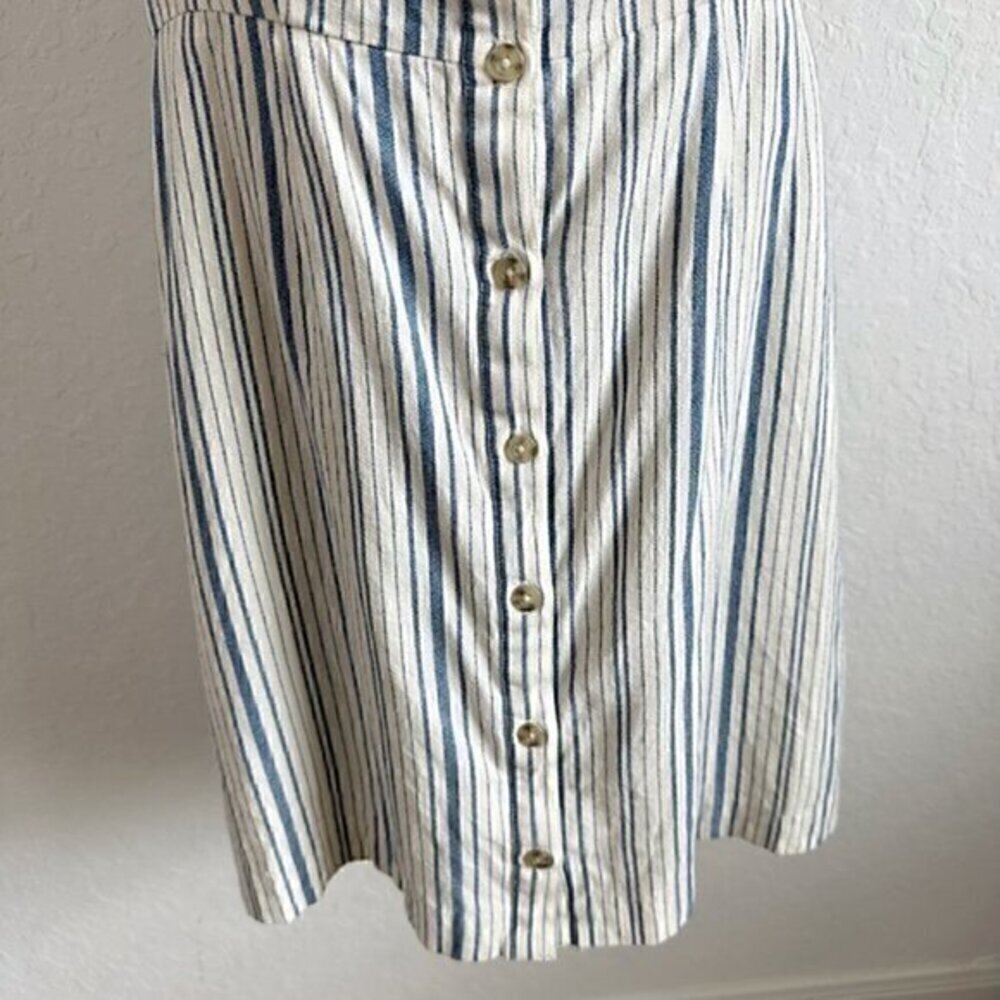 Wayf Off The Shoulder Striped Ruffle Button Up Dress Blue Cream Size Medium - Picture 6 of 12